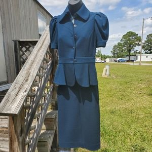 Diane Von Furstenberg Blue Peplum Suit